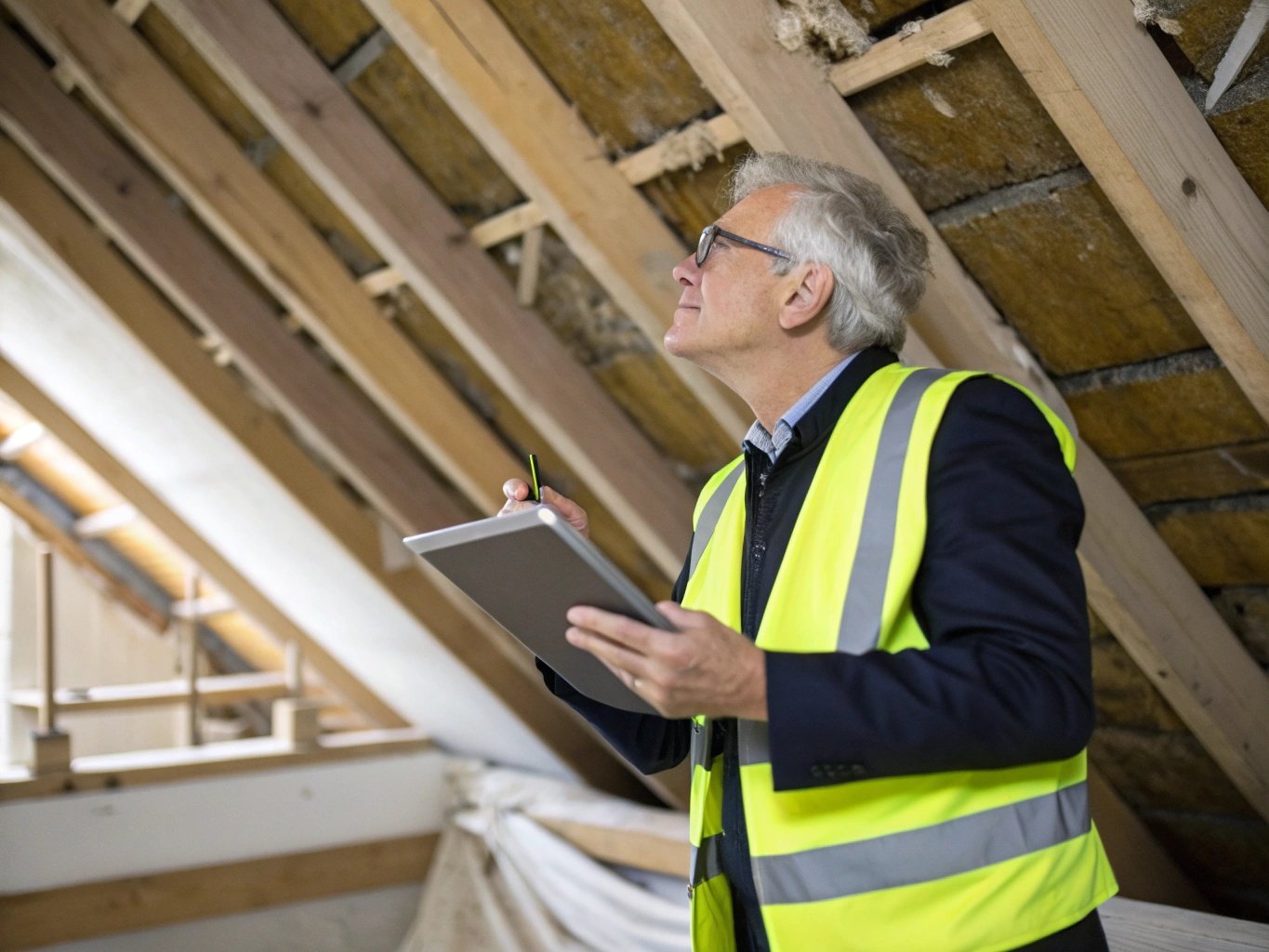 Senior surveyor conducting Level 3 structural building survey